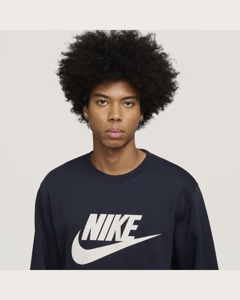 Pánska zateplená mikina NIKE M NK CLUB BB GFX CREW OBSIDIAN WHITE – fotka 3