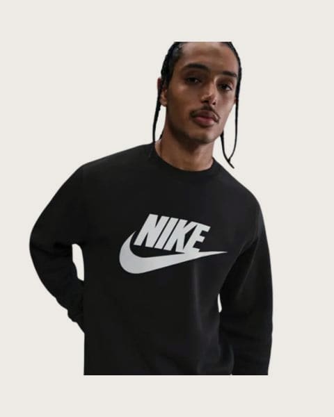 Pánska zateplená mikina NIKE M NK CLUB BB GFX CREW BLACK WHITE