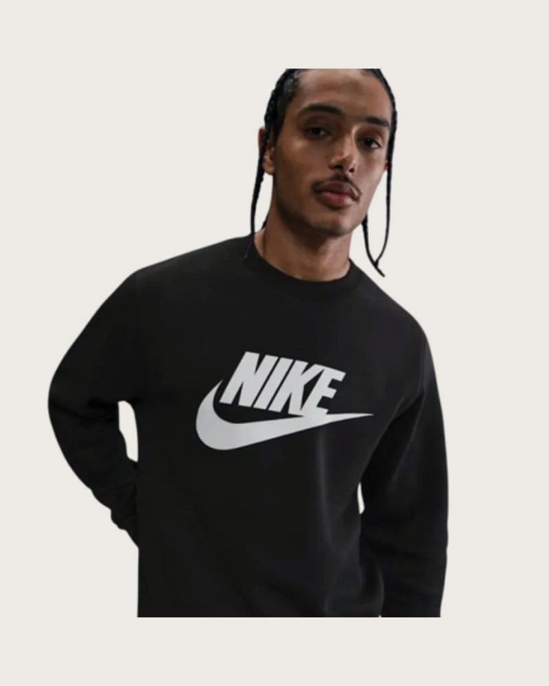 Pánska zateplená mikina NIKE M NK CLUB BB GFX CREW BLACK WHITE