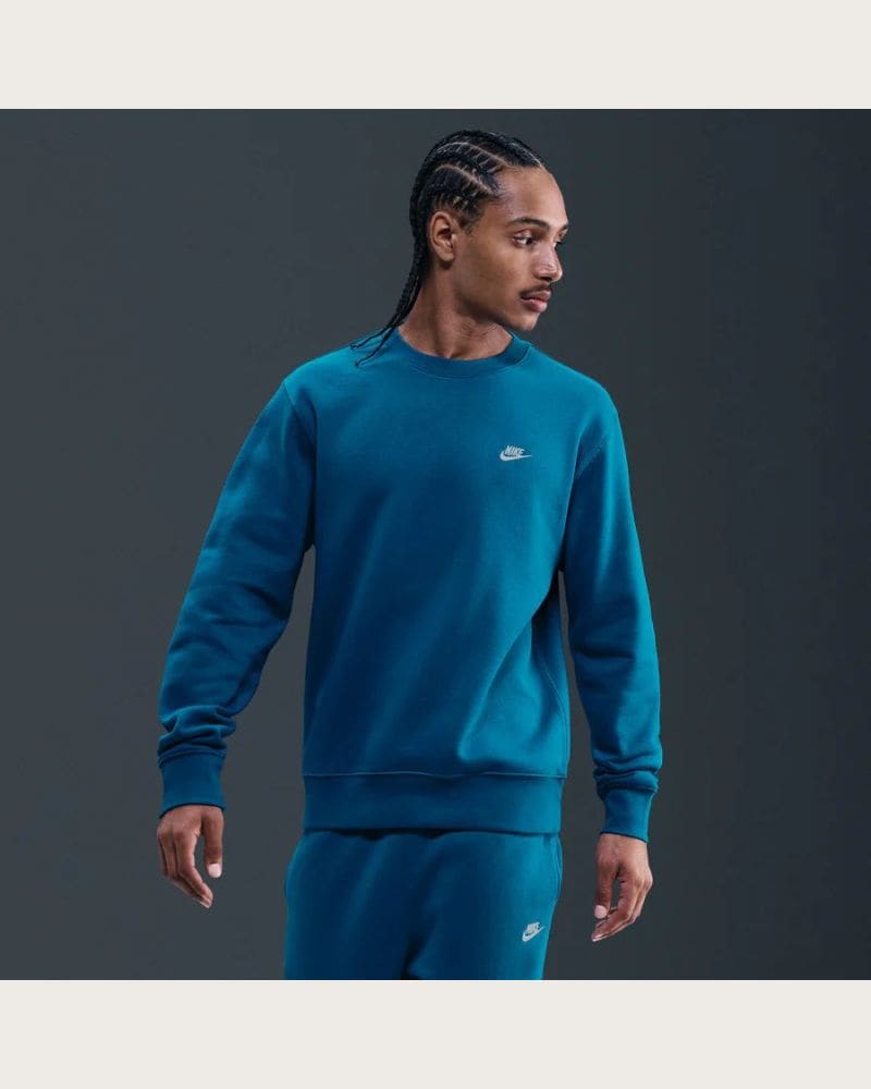 Pánska zateplená mikina NIKE M NK CLUB BB CREW GREEN ABYSS WHITE – fotka 2