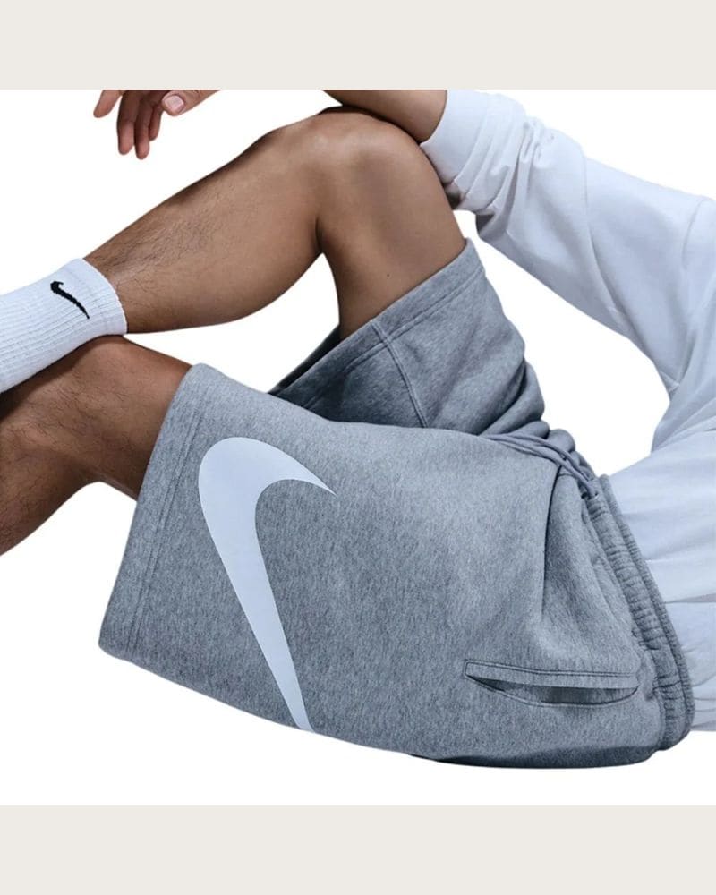 Pánske teplákové kraťasy NIKE M NK CLUB BB SHORT GX DK GREY HEATHER LT SMOKE GREY WHITE – fotka 4