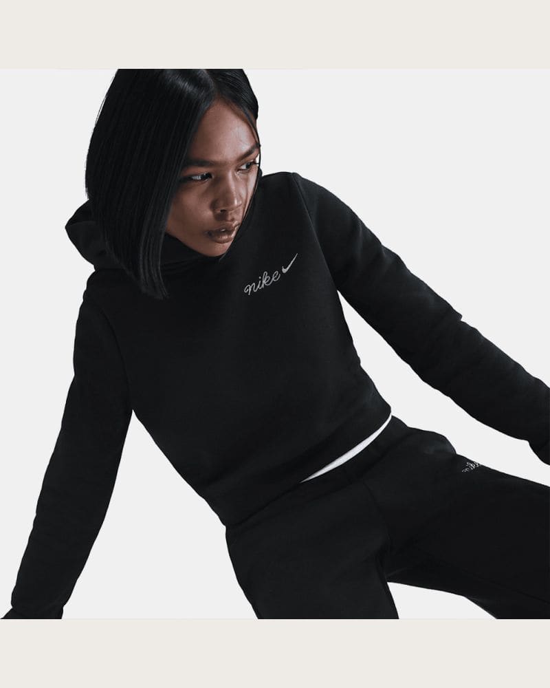 Dámska mikina s kapucňou NIKE W NSW PHNX FLC SHRUNKEN HOODIE BLACK – fotka 5