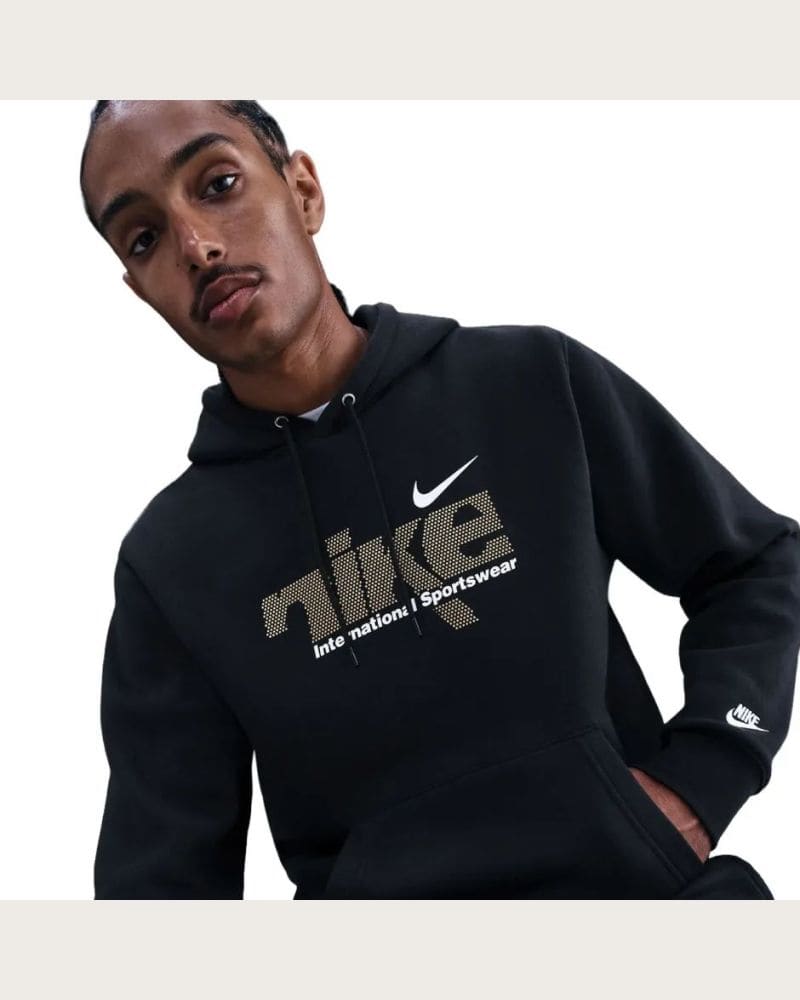 Pánska mikina s kapucňou NIKE M NK CLUB BB PO HDY SWSH SPORT BLACK METALLIC GOLD – fotka 2