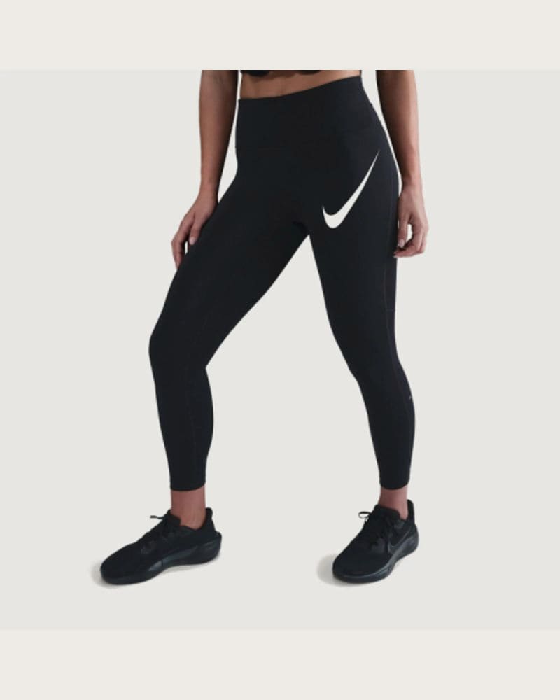 Dámske kompresné legíny NIKE W NK DF TEMPO HR 7 8 TGT SWHBR BLACK REFLECTIVE SILV WHITE
