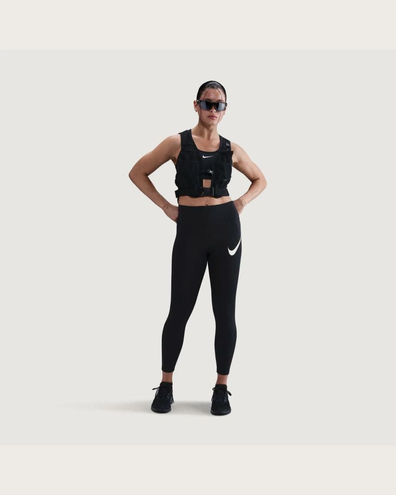 Dámske kompresné legíny NIKE W NK DF TEMPO HR 7 8 TGT SWHBR BLACK REFLECTIVE SILV WHITE – fotka 2