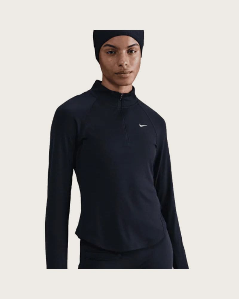 Dámska bežecká mikina s 1 2 zipsom NIKE W NK TEMPO SWSH HBR DF HZ TOP BLACK WHITE