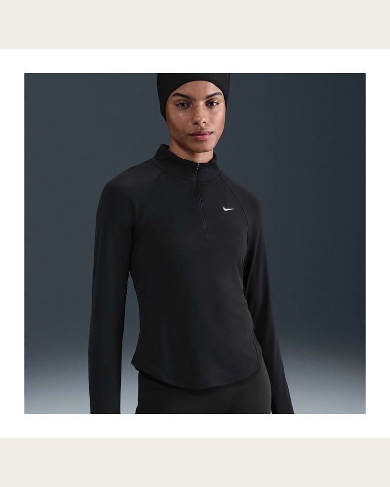 Dámska bežecká mikina s 1 2 zipsom NIKE W NK TEMPO SWSH HBR DF HZ TOP BLACK WHITE – fotka 3