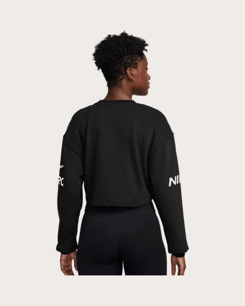 Dámska mikina NIKE PRO W NP DF FLC CREW TT GRX BLACK WHITE WHITE – fotka 2