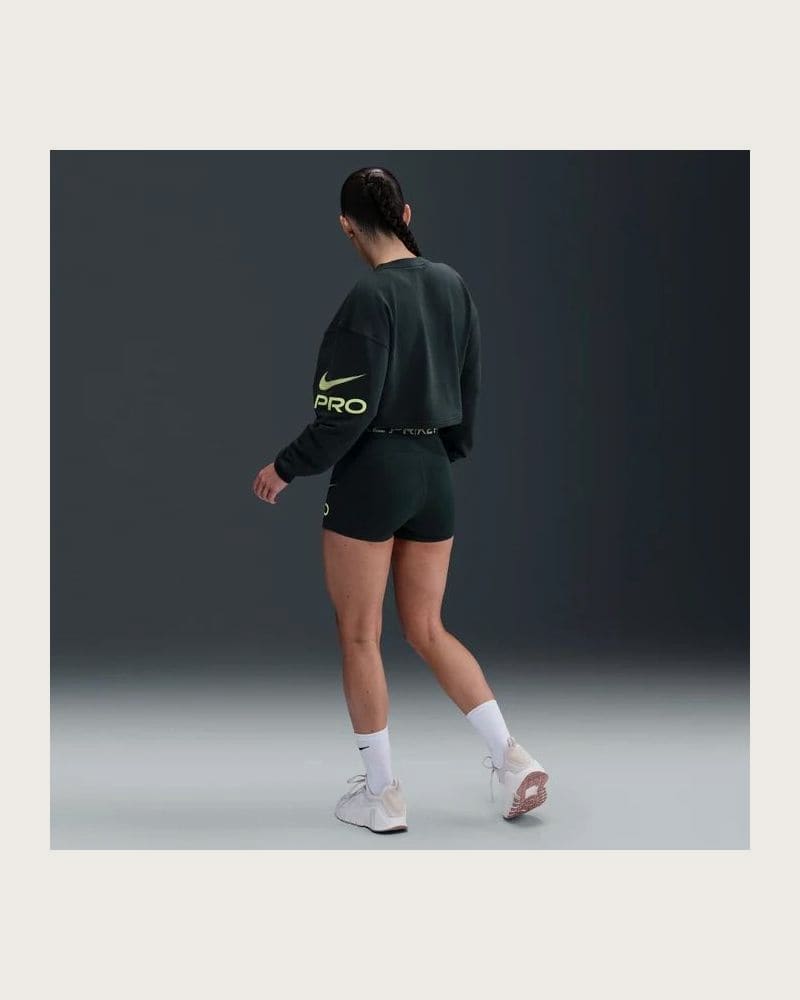 Dámska mikina NIKE PRO W NP DF FLC CREW TT GRX SEAWEED LT LEMON TWIST WHITE – fotka 6