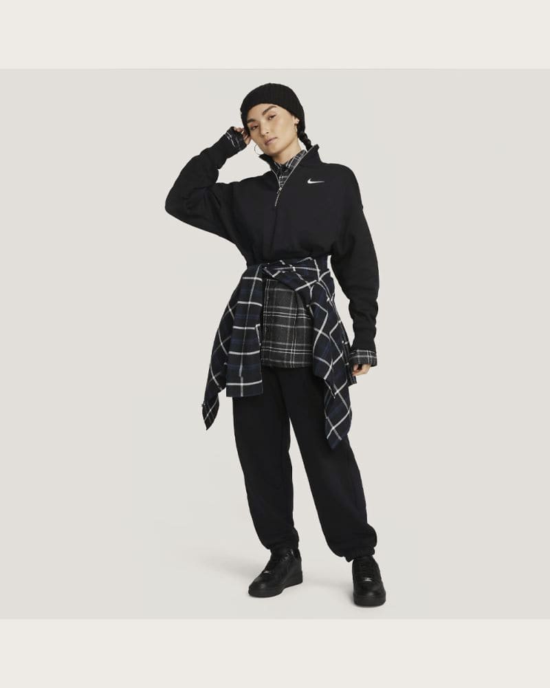 Dámska mikina s 1 2 zipsom NIKE W NSW PHNX FLC QZ CROP BLACK SAIL – fotka 4