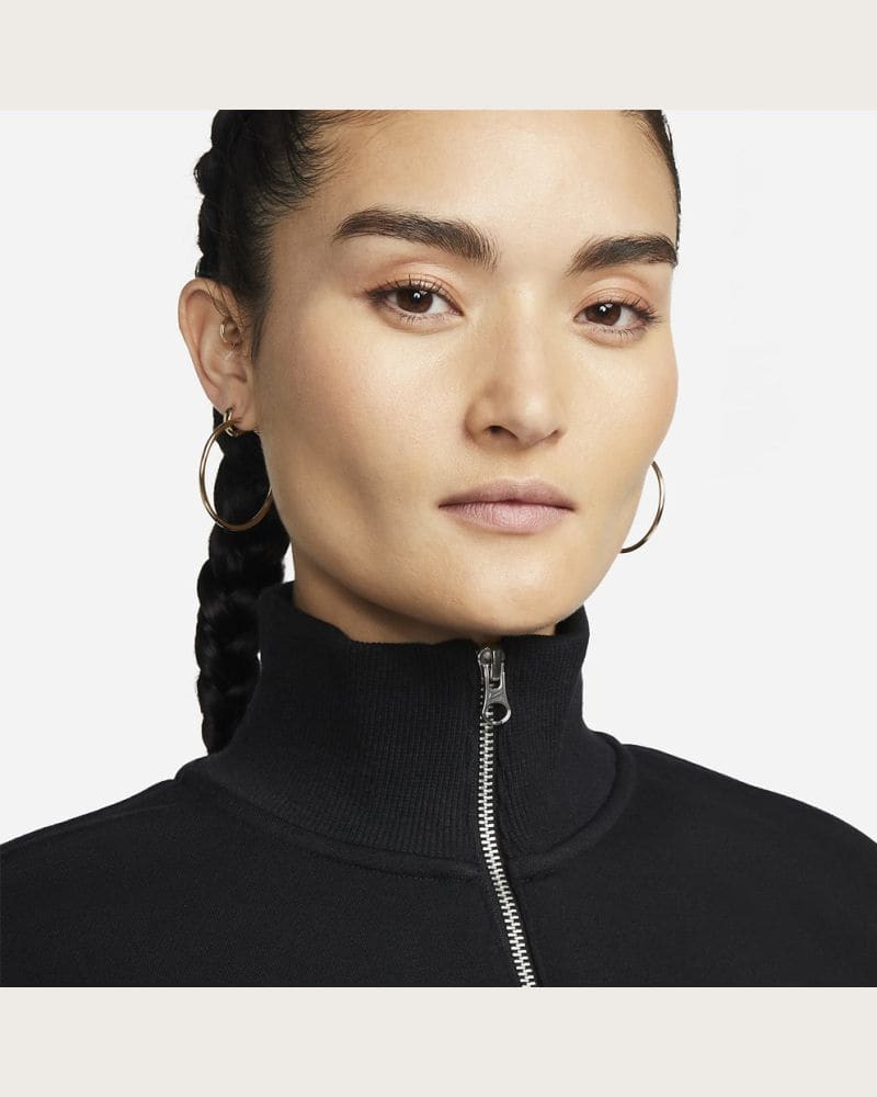 Dámska mikina s 1 2 zipsom NIKE W NSW PHNX FLC QZ CROP BLACK SAIL – fotka 5