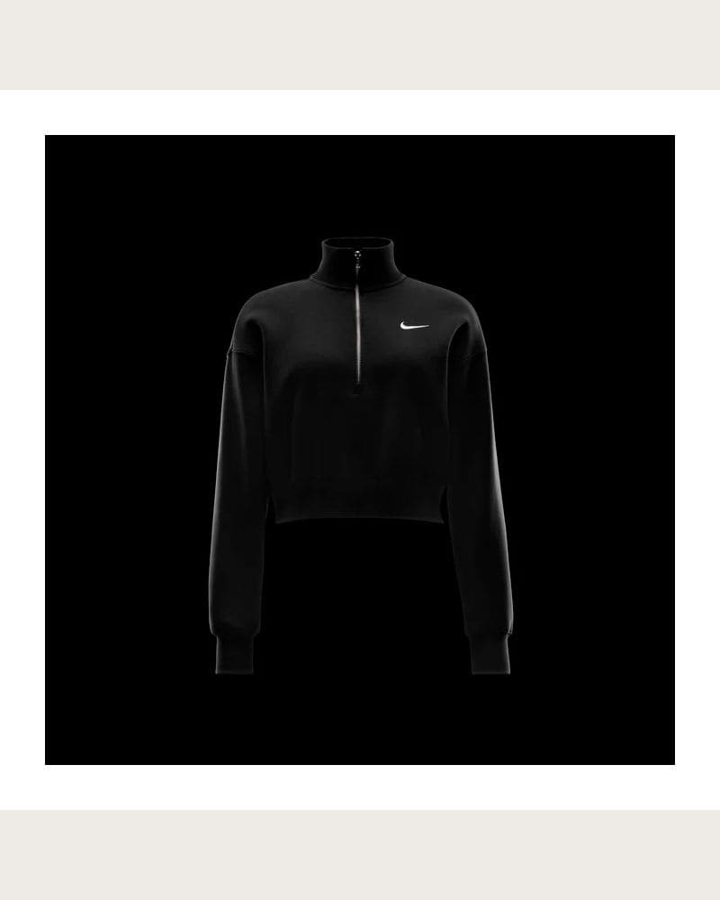 Dámska mikina s 1 2 zipsom NIKE W NSW PHNX FLC QZ CROP BLACK SAIL – fotka 8