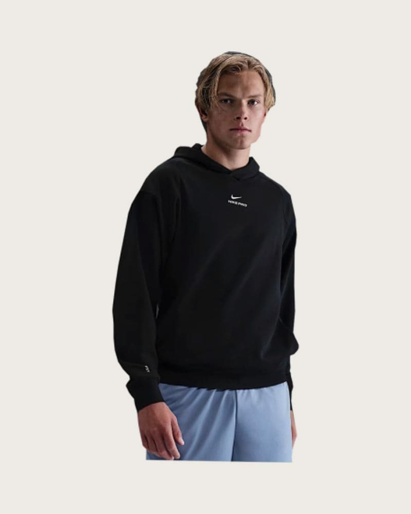 Pánska tréningová mikina s kapucňou NIKE PRO M NP DF NPT MIDLAYER HOODIE BLACK WHITE