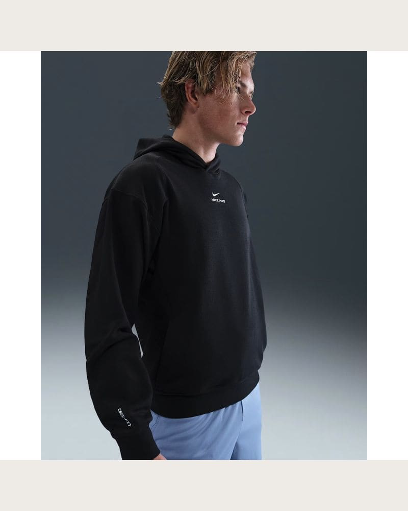 Pánska tréningová mikina s kapucňou NIKE PRO M NP DF NPT MIDLAYER HOODIE BLACK WHITE – fotka 2