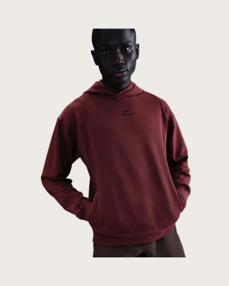 Pánska tréningová mikina s kapucňou NIKE PRO M NP DF NPT MIDLAYER HOODIE DARK TEAM RED BLACK