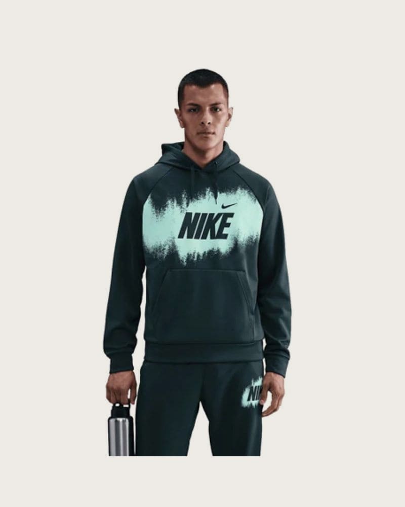 Pánska zateplená tréningová mikina s kapucňou NIKE M NK TF FLEECE PO HD GFX SEAWEED