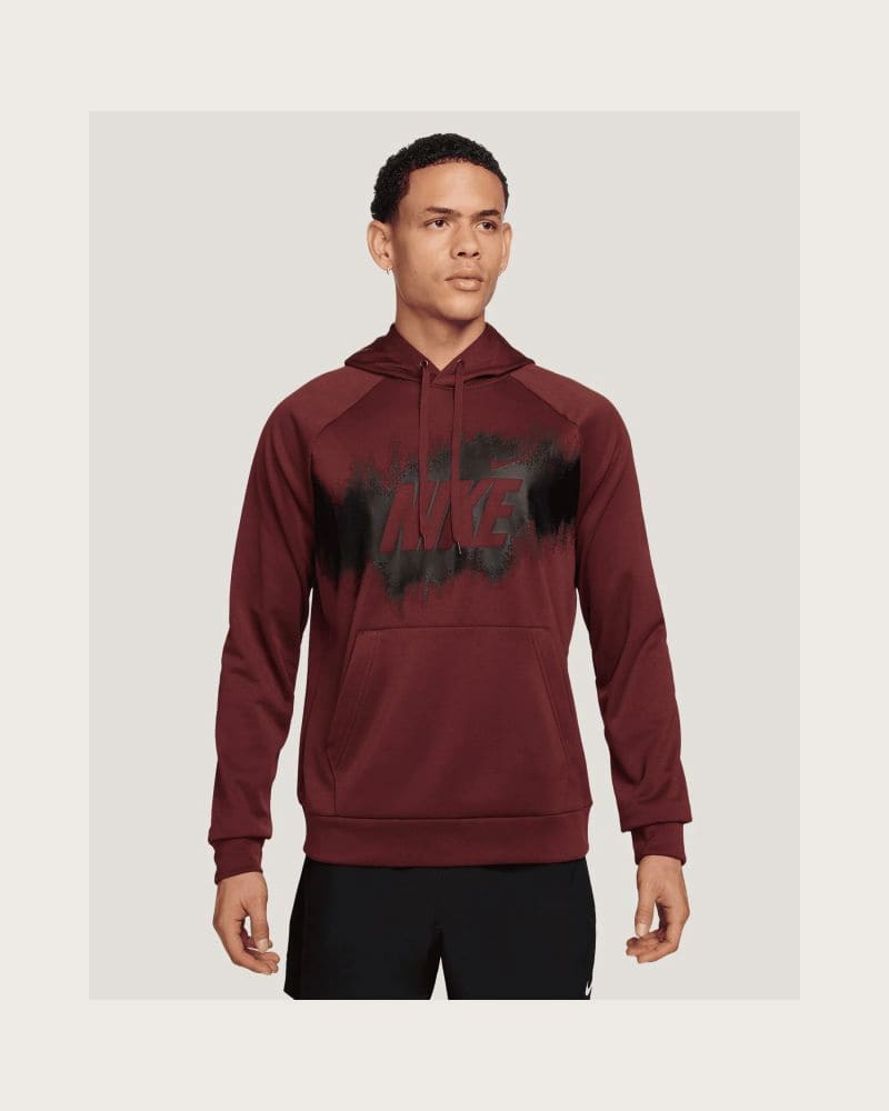 Pánska zateplená tréningová mikina s kapucňou NIKE M NK TF FLEECE PO HD GFX DARK TEAM RED – fotka 2