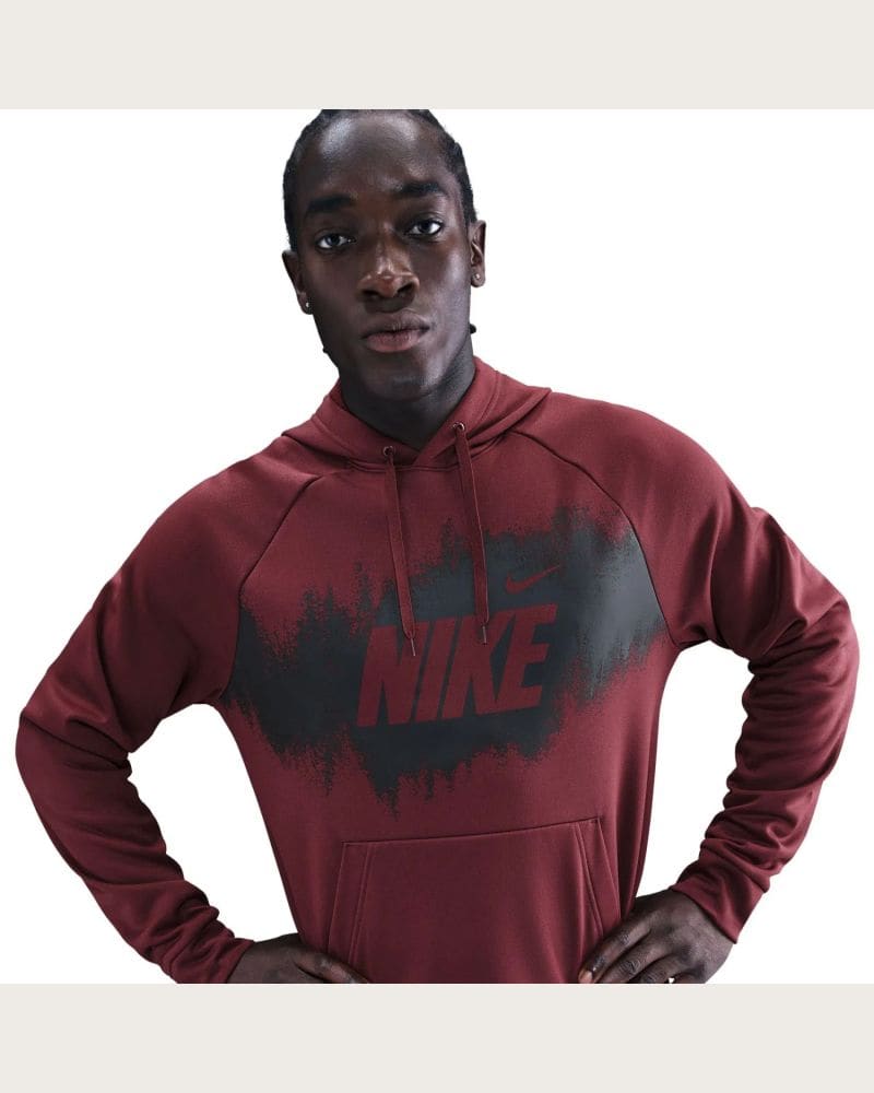 Pánska zateplená tréningová mikina s kapucňou NIKE M NK TF FLEECE PO HD GFX DARK TEAM RED – fotka 4