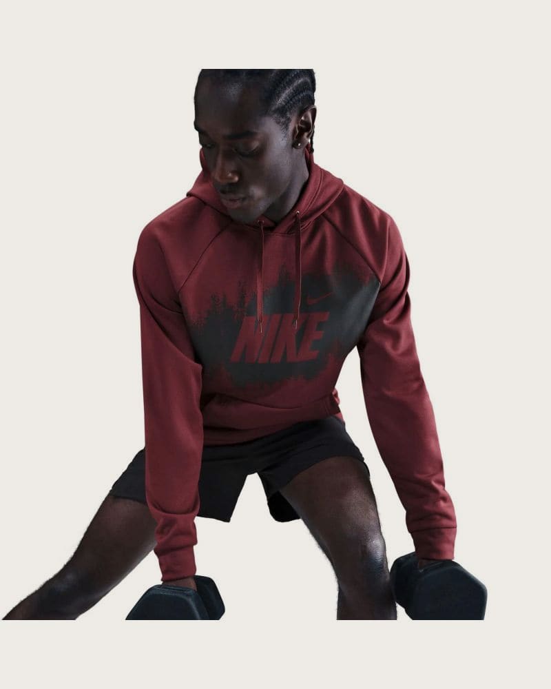 Pánska zateplená tréningová mikina s kapucňou NIKE M NK TF FLEECE PO HD GFX DARK TEAM RED – fotka 5