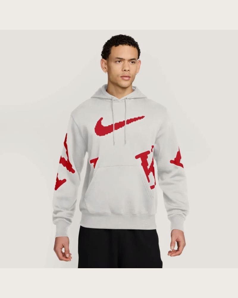 Pánska mikina s kapucňou NIKE M NK CLUB BB GX HDY NEO VAR WHITE UNIVERSITY RED – fotka 2