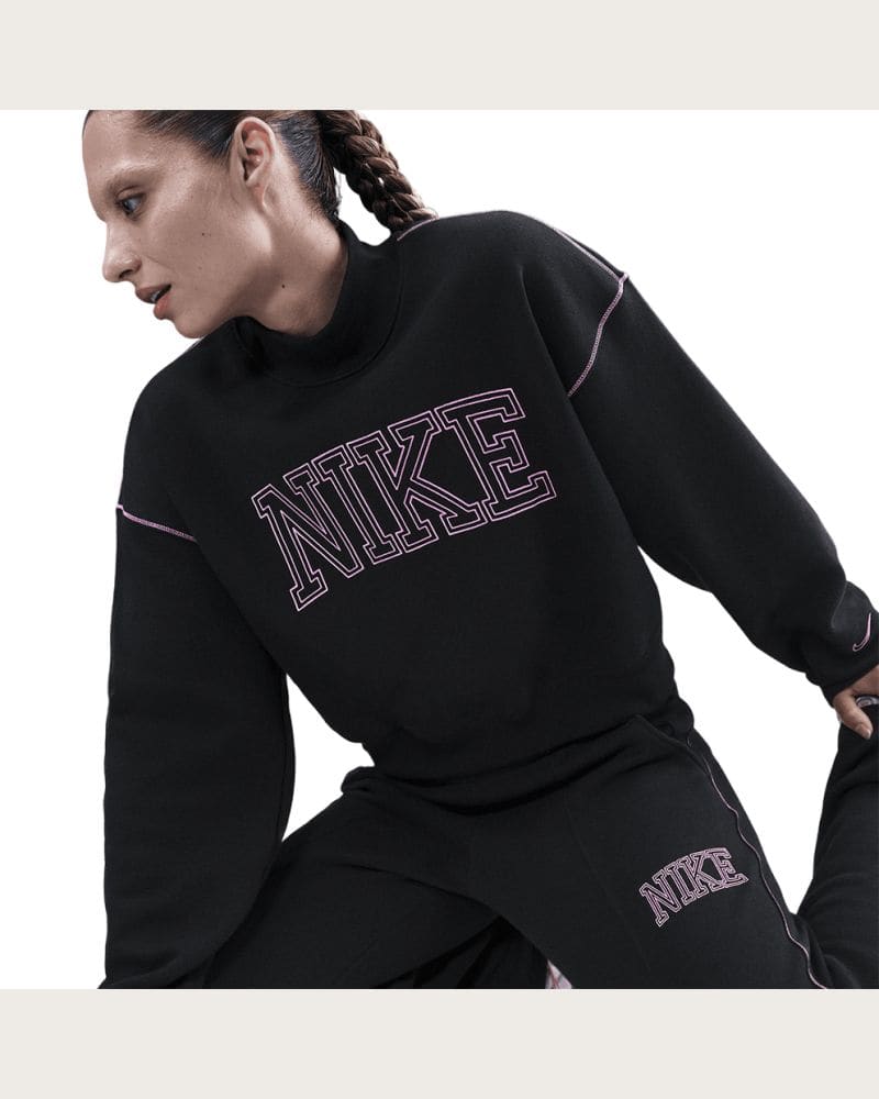 Dámska zateplená mikina NIKE W NSW PHNX FLC LOGO MOCK NECK BLACK – fotka 2