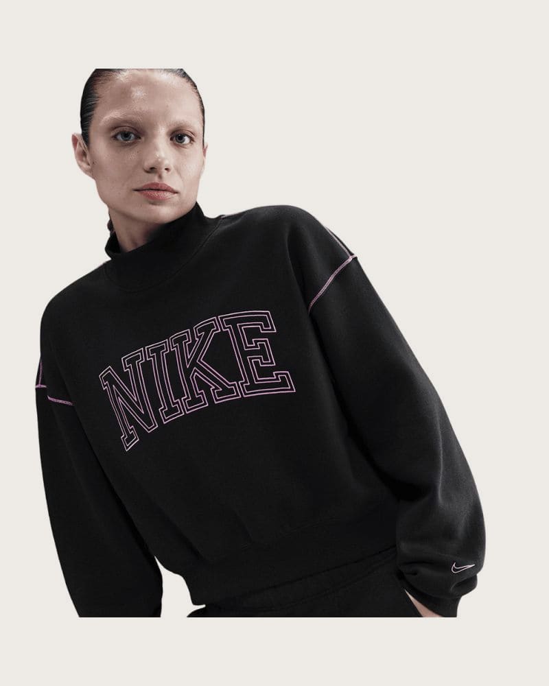 Dámska zateplená mikina NIKE W NSW PHNX FLC LOGO MOCK NECK BLACK – fotka 3