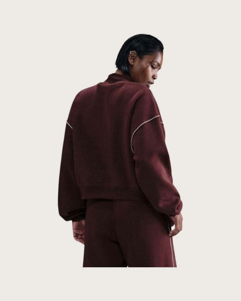 Dámska zateplená mikina NIKE W NSW PHNX FLC LOGO MOCK NECK BURGUNDY CRUSH – fotka 2