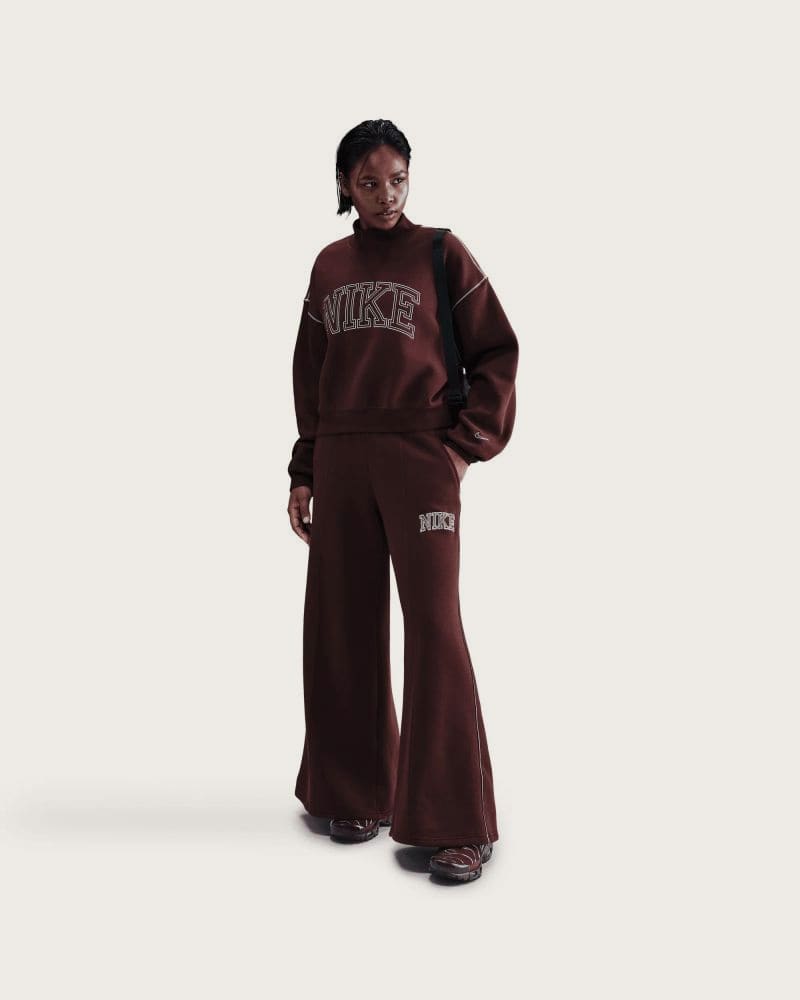Dámska zateplená mikina NIKE W NSW PHNX FLC LOGO MOCK NECK BURGUNDY CRUSH – fotka 5