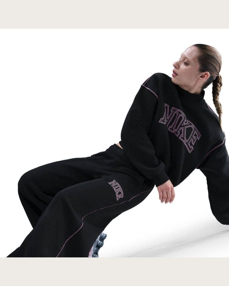 Dámske tepláky NIKE W NSW PHNX FLC LOGO WIDE LEG BLACK – fotka 4
