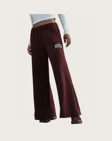 Dámske tepláky NIKE W NSW PHNX FLC LOGO WIDE LEG BURGUNDY CRUSH