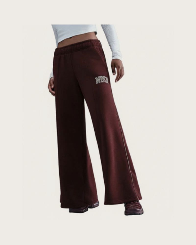 Dámske tepláky NIKE W NSW PHNX FLC LOGO WIDE LEG BURGUNDY CRUSH