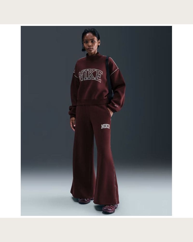Dámske tepláky NIKE W NSW PHNX FLC LOGO WIDE LEG BURGUNDY CRUSH – fotka 3
