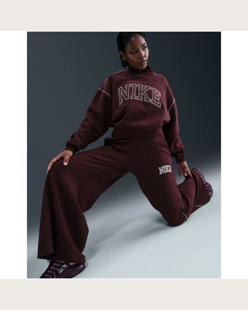 Dámske tepláky NIKE W NSW PHNX FLC LOGO WIDE LEG BURGUNDY CRUSH – fotka 5