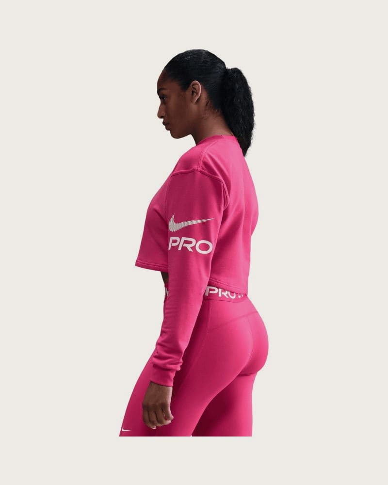 Dámska tréningová mikina NIKE W NP DF FLC CREW TT GRX RUSH PINK PINK FOAM WHITE – fotka 2