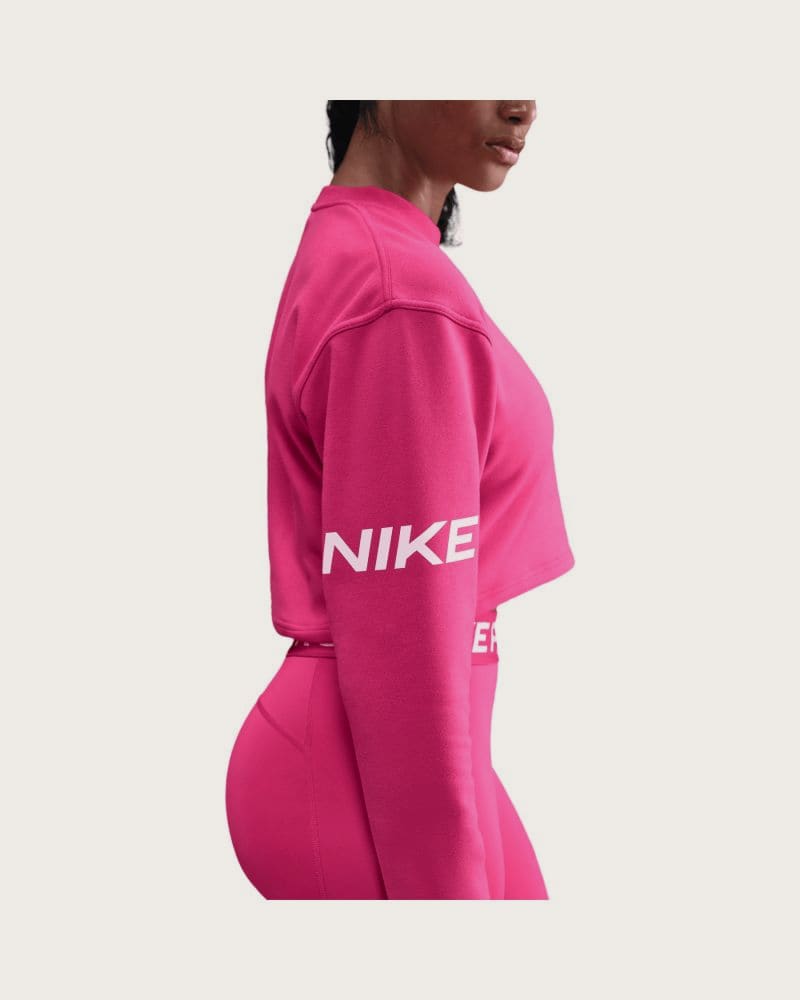 Dámska tréningová mikina NIKE W NP DF FLC CREW TT GRX RUSH PINK PINK FOAM WHITE – fotka 3