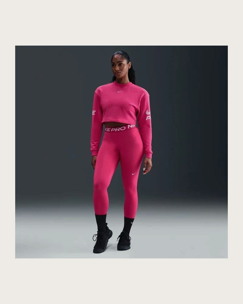 Dámska tréningová mikina NIKE W NP DF FLC CREW TT GRX RUSH PINK PINK FOAM WHITE – fotka 4