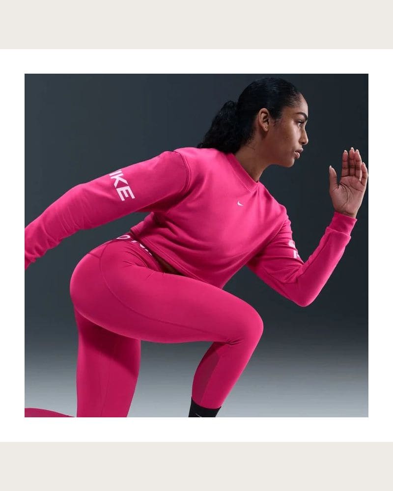 Dámska tréningová mikina NIKE W NP DF FLC CREW TT GRX RUSH PINK PINK FOAM WHITE – fotka 7