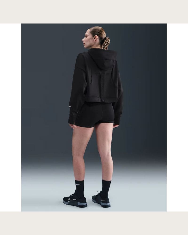 Dámska tréningová mikina s kapucňou NIKE PRO W NP TF FLC HOODIE GG GRX BLACK WHITE – fotka 5