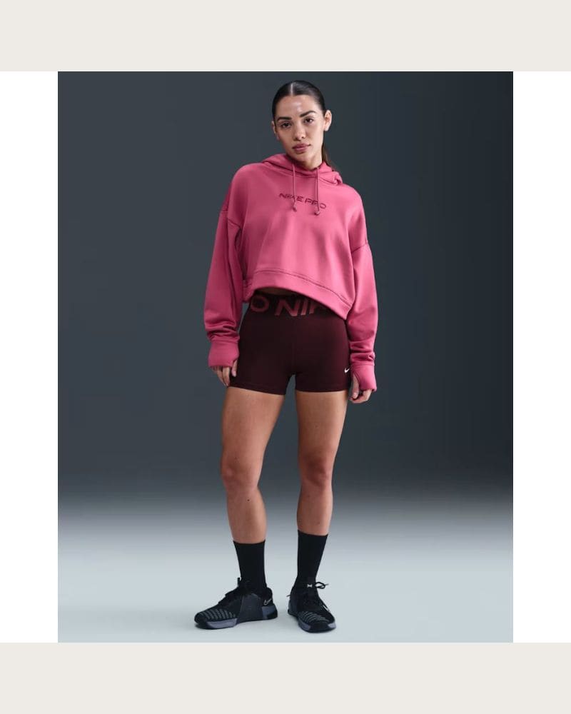 Dámska tréningová mikina s kapucňou NIKE PRO W NP TF FLC HOODIE GG GRX SWEET BEET WHITE – fotka 4
