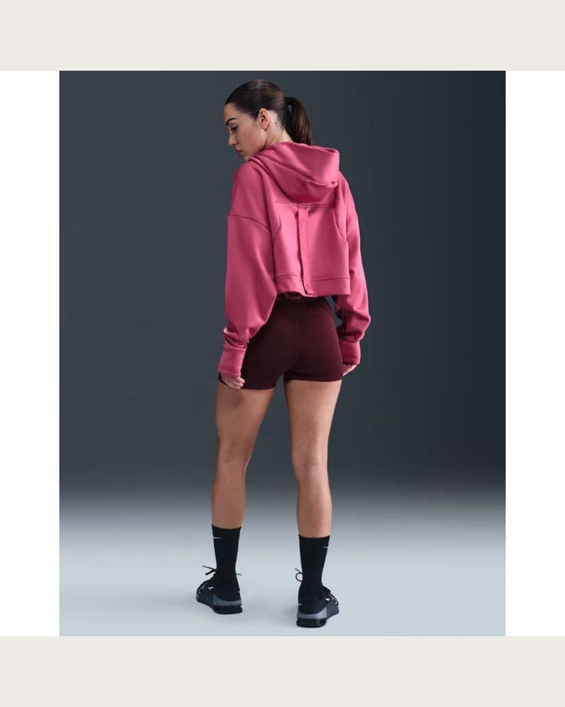 Dámska tréningová mikina s kapucňou NIKE PRO W NP TF FLC HOODIE GG GRX SWEET BEET WHITE – fotka 5