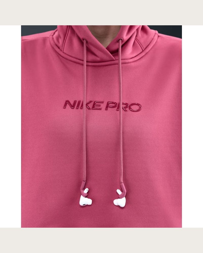 Dámska tréningová mikina s kapucňou NIKE PRO W NP TF FLC HOODIE GG GRX SWEET BEET WHITE – fotka 6