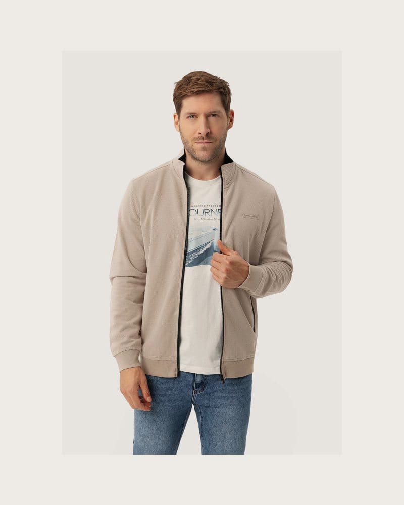 Pánska mikina so zipsom VOLCANO B-MONTERO-BEIGE – fotka 2