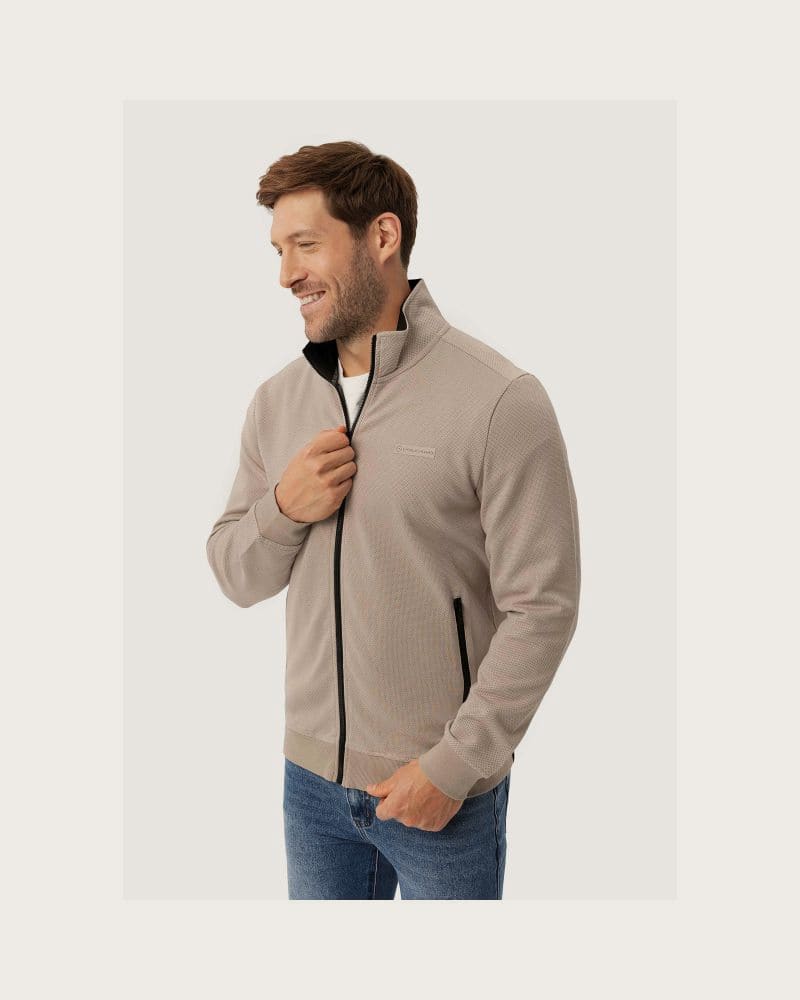 Pánska mikina so zipsom VOLCANO B-MONTERO-BEIGE – fotka 3