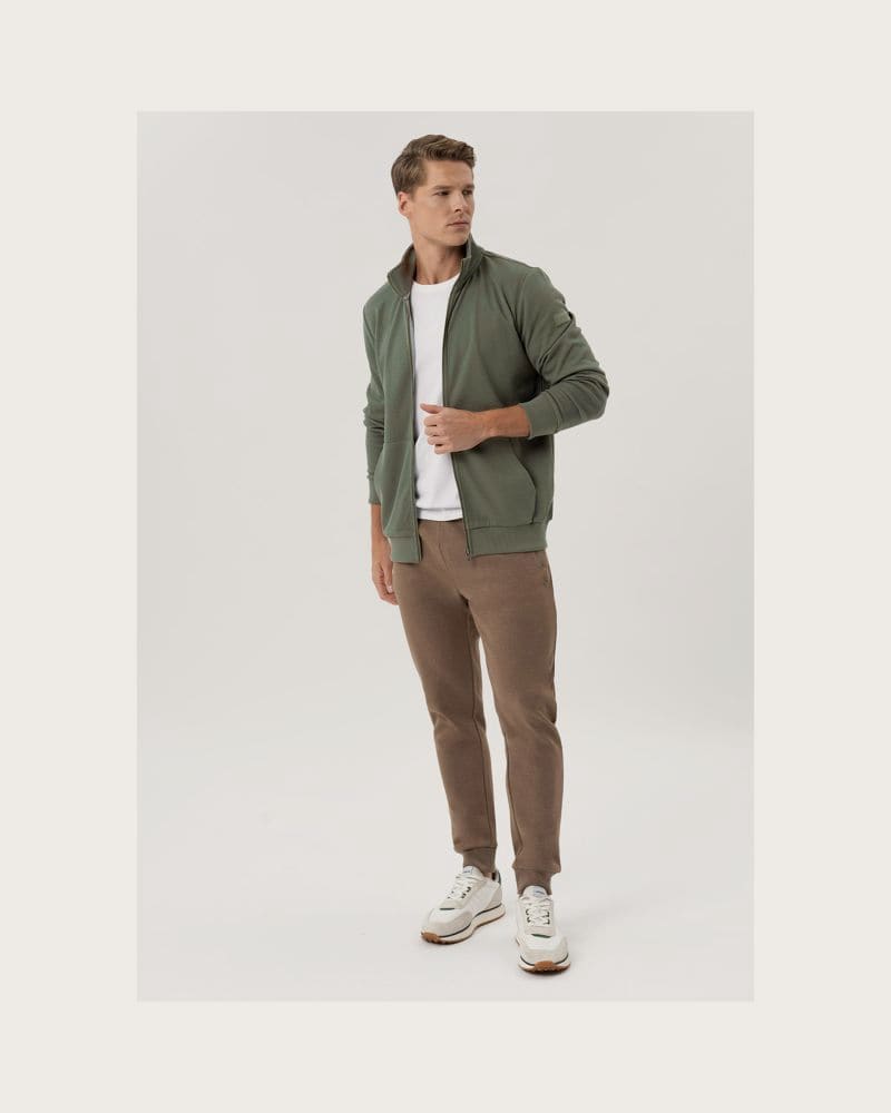 Pánska mikina so zipsom VOLCANO B-GULF-KHAKI – fotka 3