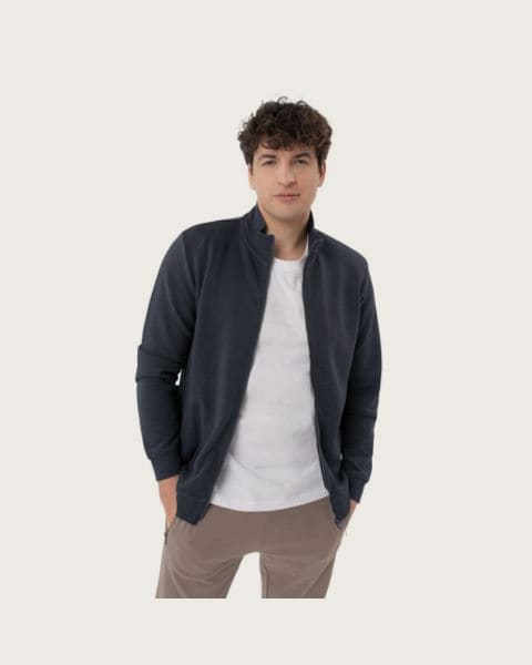 Pánska mikina so zipsom VOLCANO B-STRIPE-NAVY
