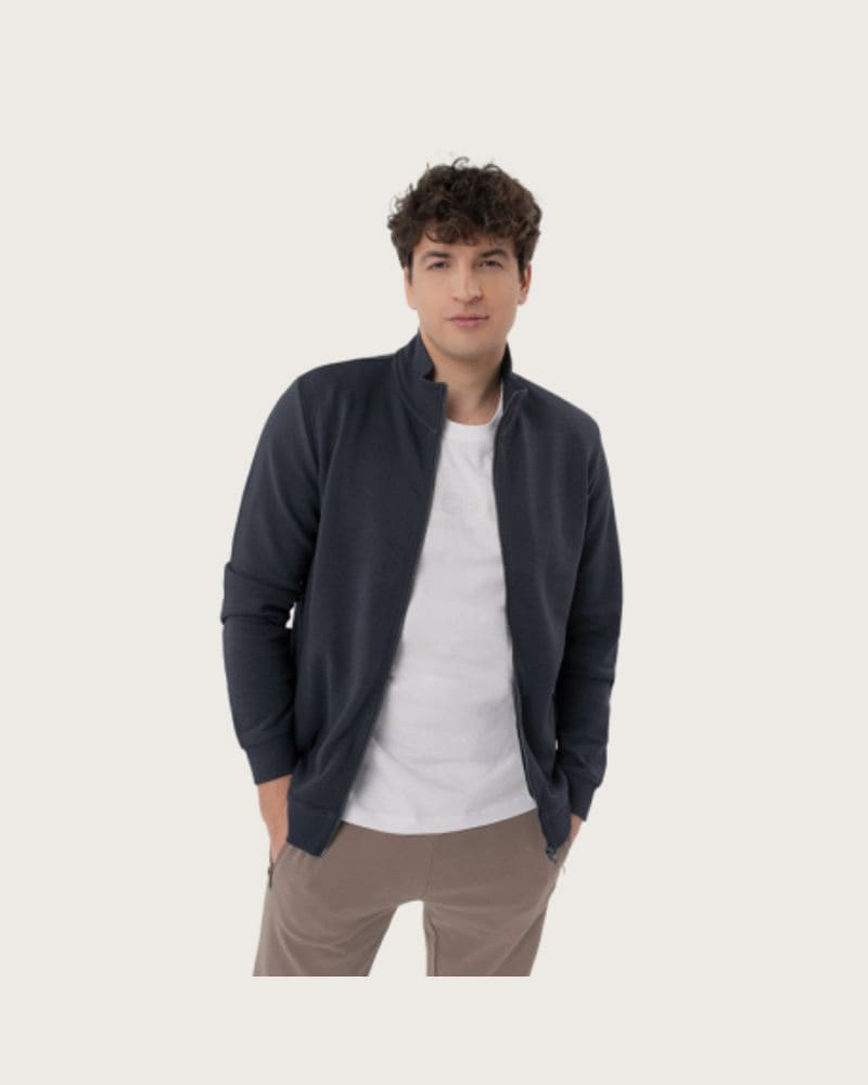 Pánska mikina so zipsom VOLCANO B-STRIPE-NAVY