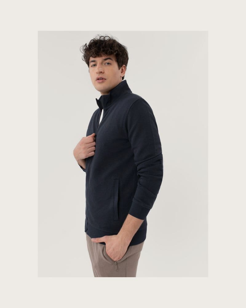 Pánska mikina so zipsom VOLCANO B-STRIPE-NAVY – fotka 2
