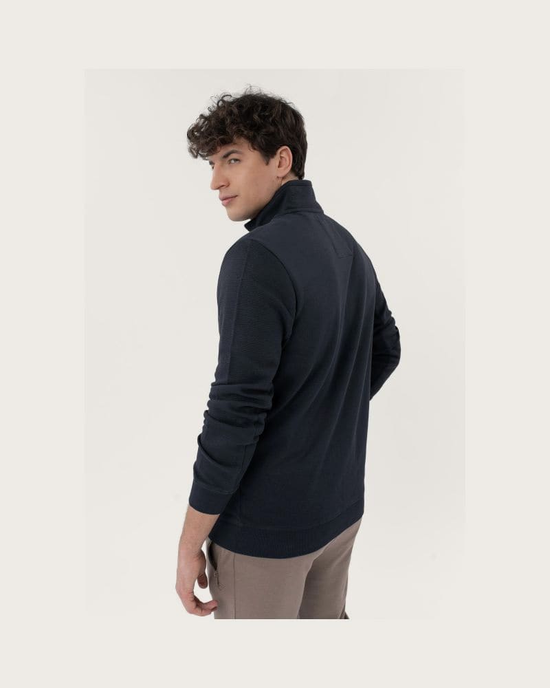 Pánska mikina so zipsom VOLCANO B-STRIPE-NAVY – fotka 3