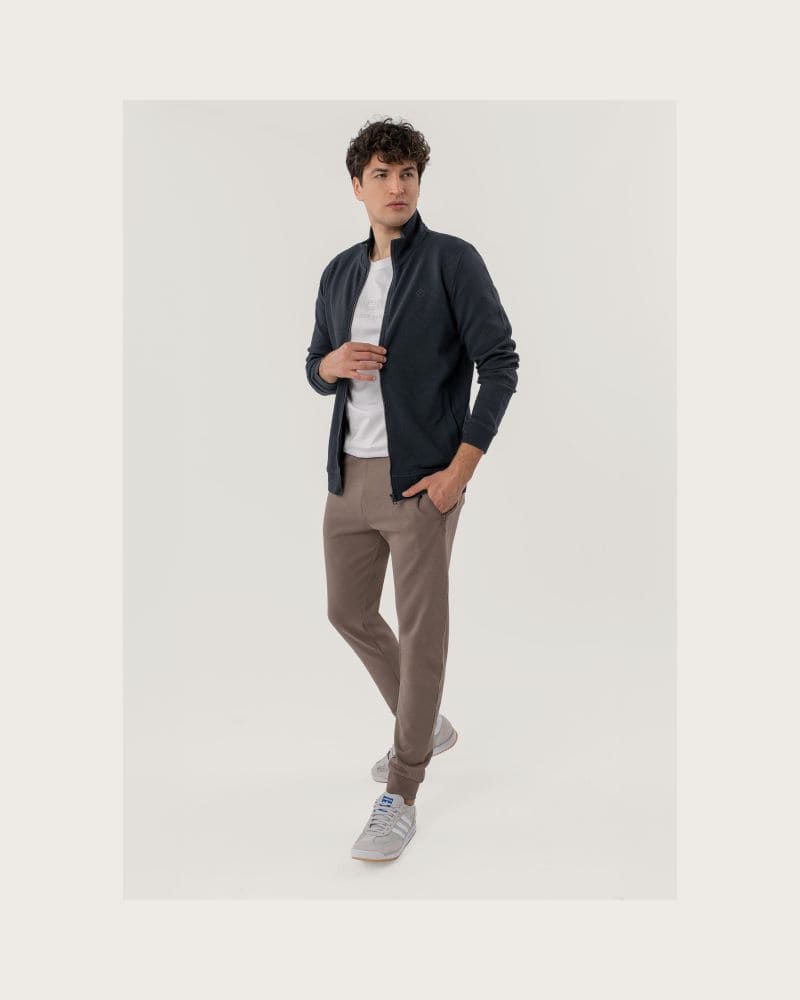 Pánska mikina so zipsom VOLCANO B-STRIPE-NAVY – fotka 4