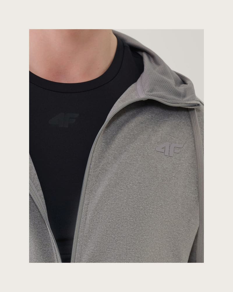 Pánska tréningová mikina so zipsom 4F SWEATSHIRT FNK M631-25M-GREY MELANGE – fotka 6